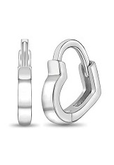 elegant polished silver heart huggie earrings for teens 